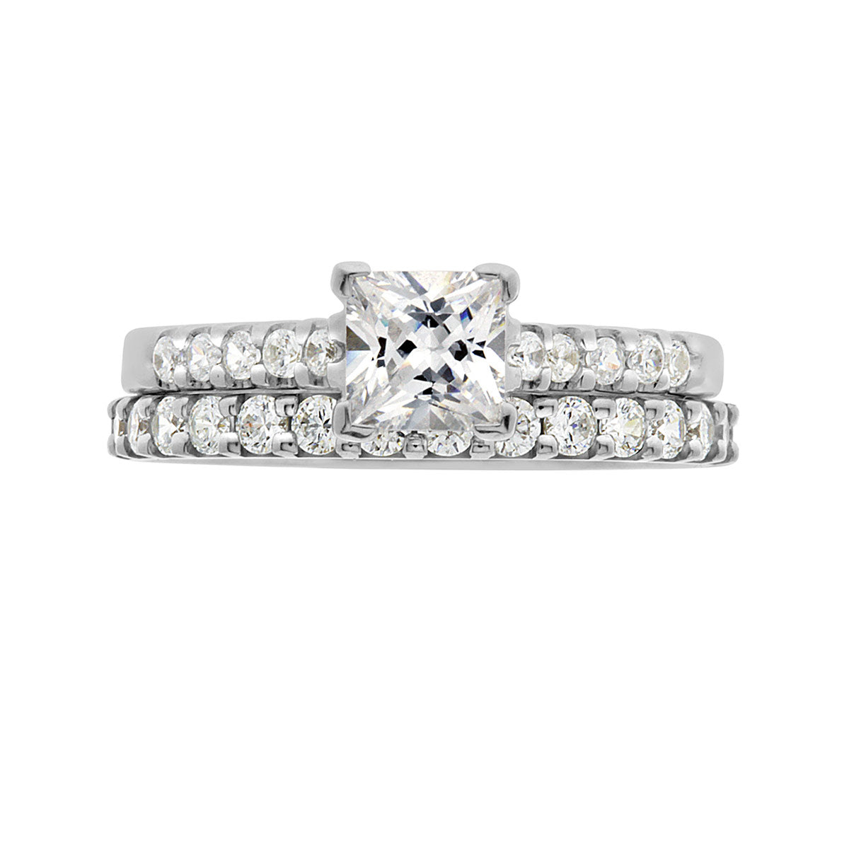 Princess Cut Diamond Engagement Ring with White Gold Scallop Band - 'Robin'