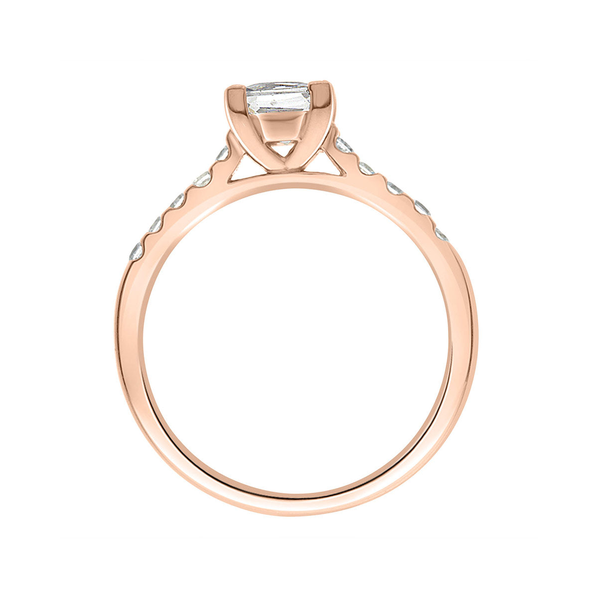 Princess Cut Diamond Engagement Ring with Rose Gold Scallop Band - 'Robin'