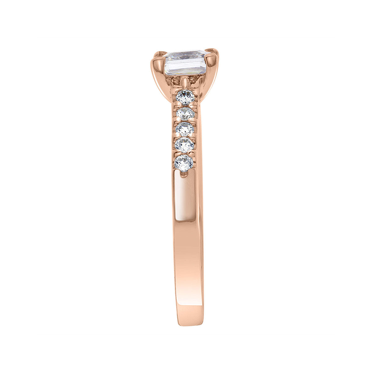 Princess Cut Diamond Engagement Ring with Rose Gold Scallop Band - 'Robin'