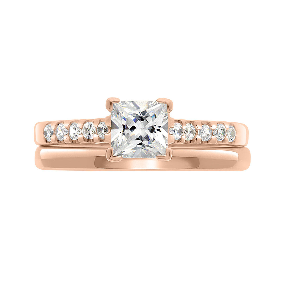 Princess Cut Diamond Engagement Ring with Rose Gold Scallop Band - 'Robin'