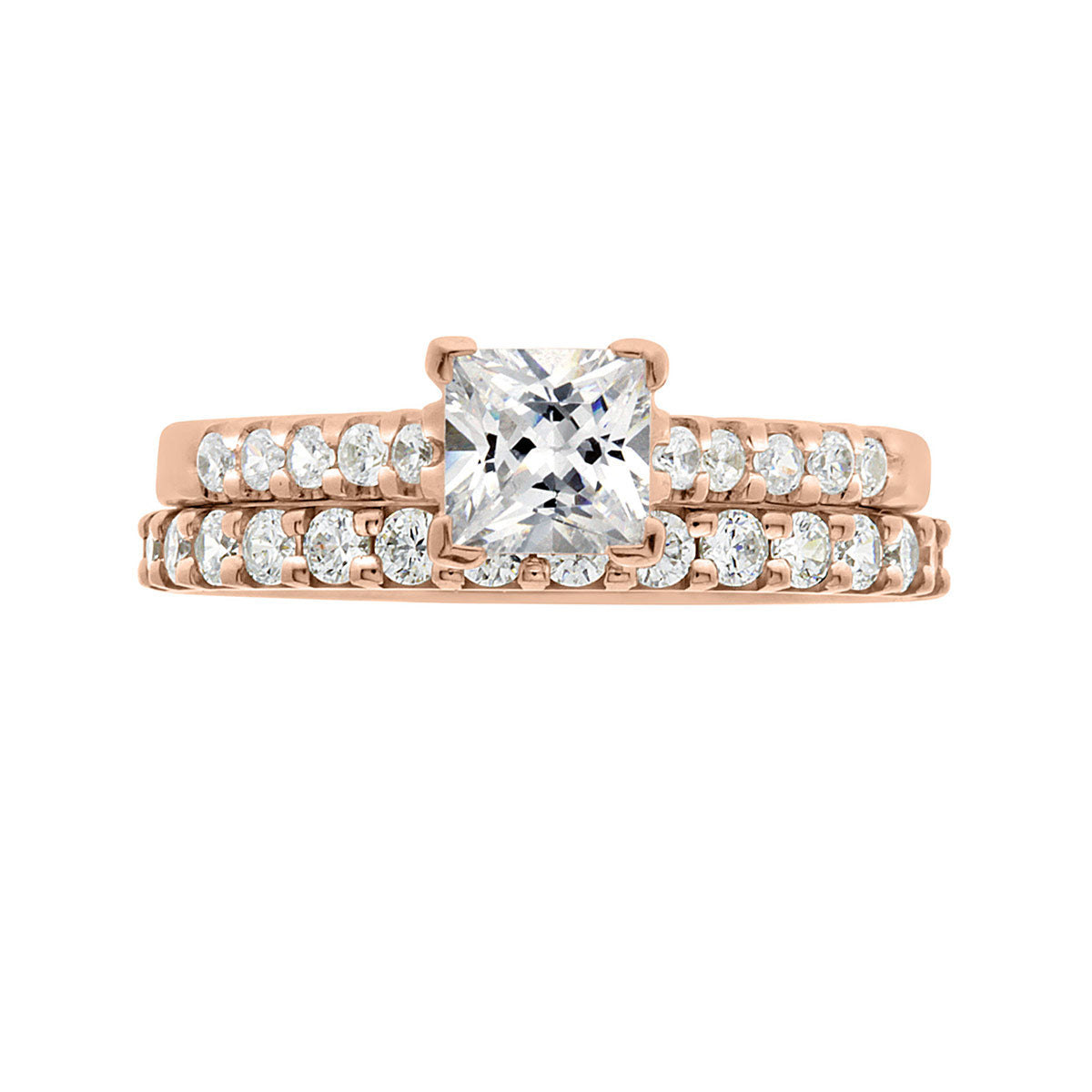 Princess Cut Diamond Engagement Ring with Rose Gold Scallop Band - 'Robin'