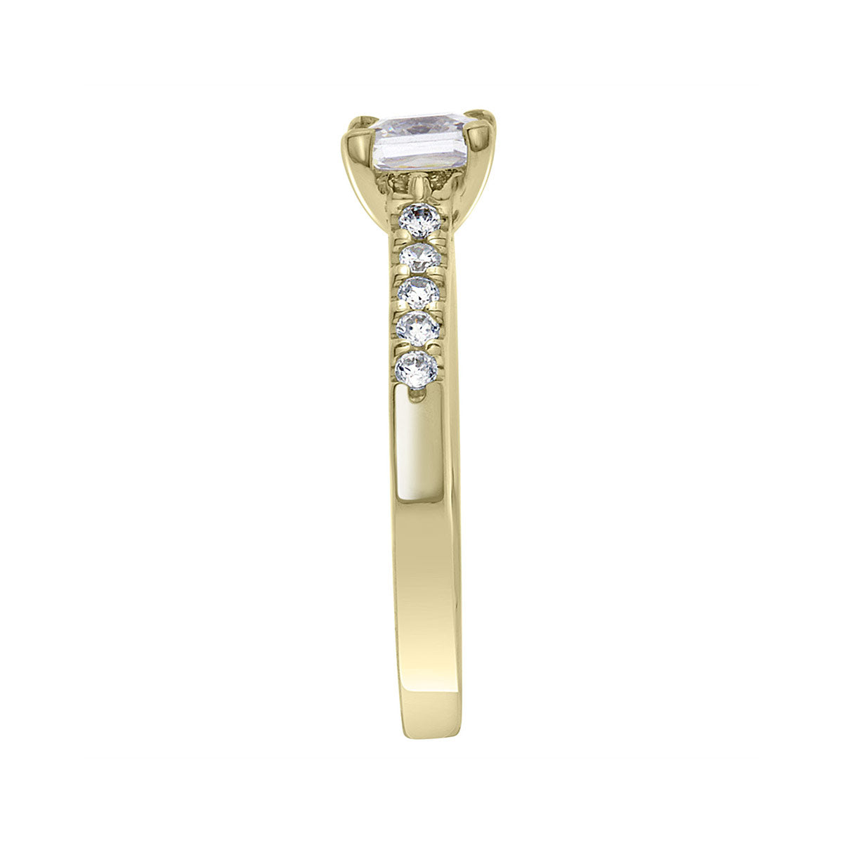 Princess Cut Diamond Engagement Ring with Yellow Gold Scallop Band - 'Robin'