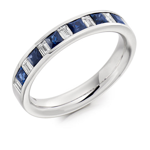 Princess Cut And Baguette Cut Diamond Eternity Ring In White Gold