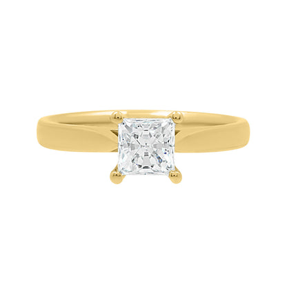 Princess Cut Diamond Ring in yellow gold