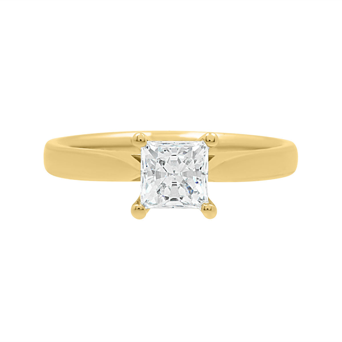 Princess Cut Diamond Ring in yellow gold