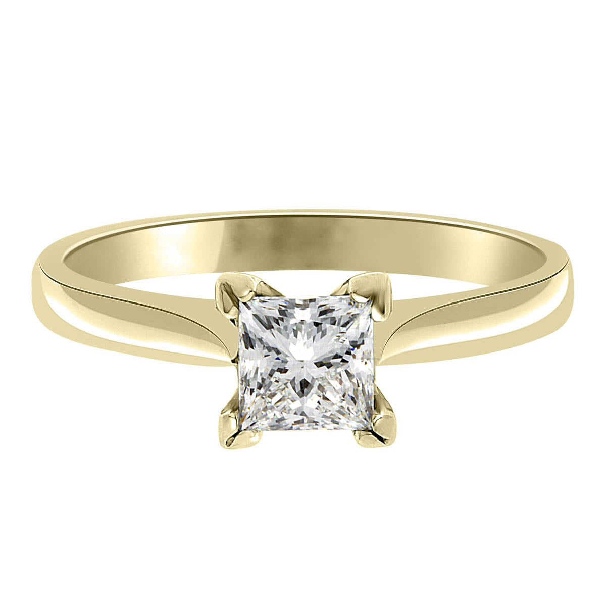 Princess Cut Solitaire  engagement ring in yellow gold