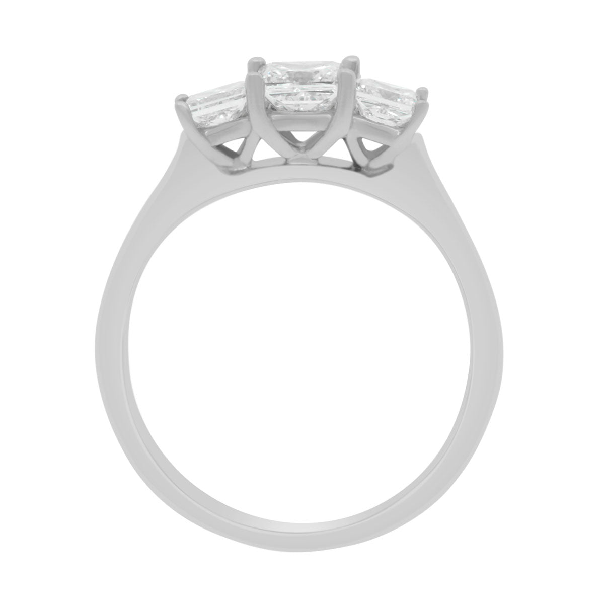 Princess Cut Diamond Trilogy Engagement Ring with Platinum Pave Set Band - 'Poppy'