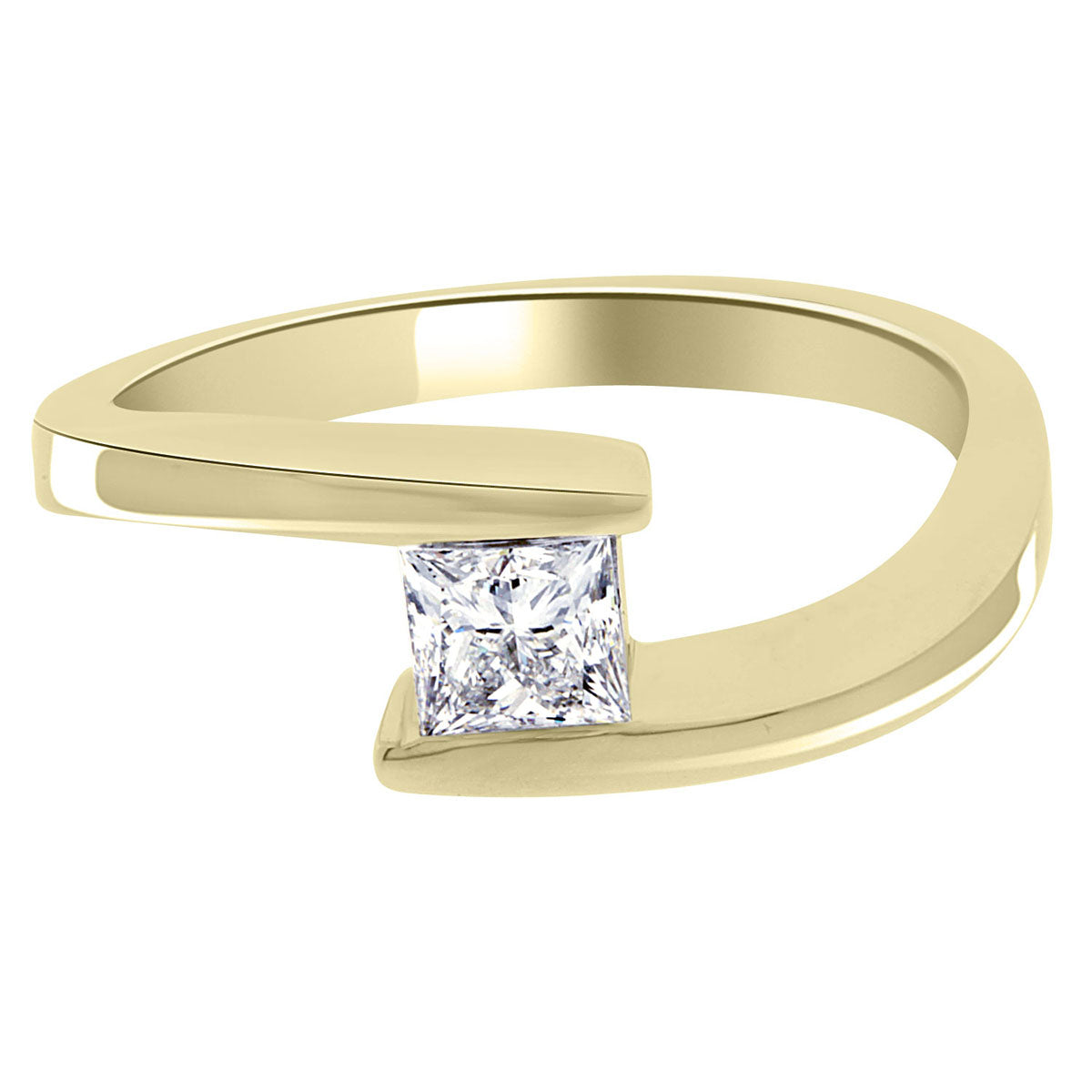 Princess Solitaire Engagement Ring made from yellow gold