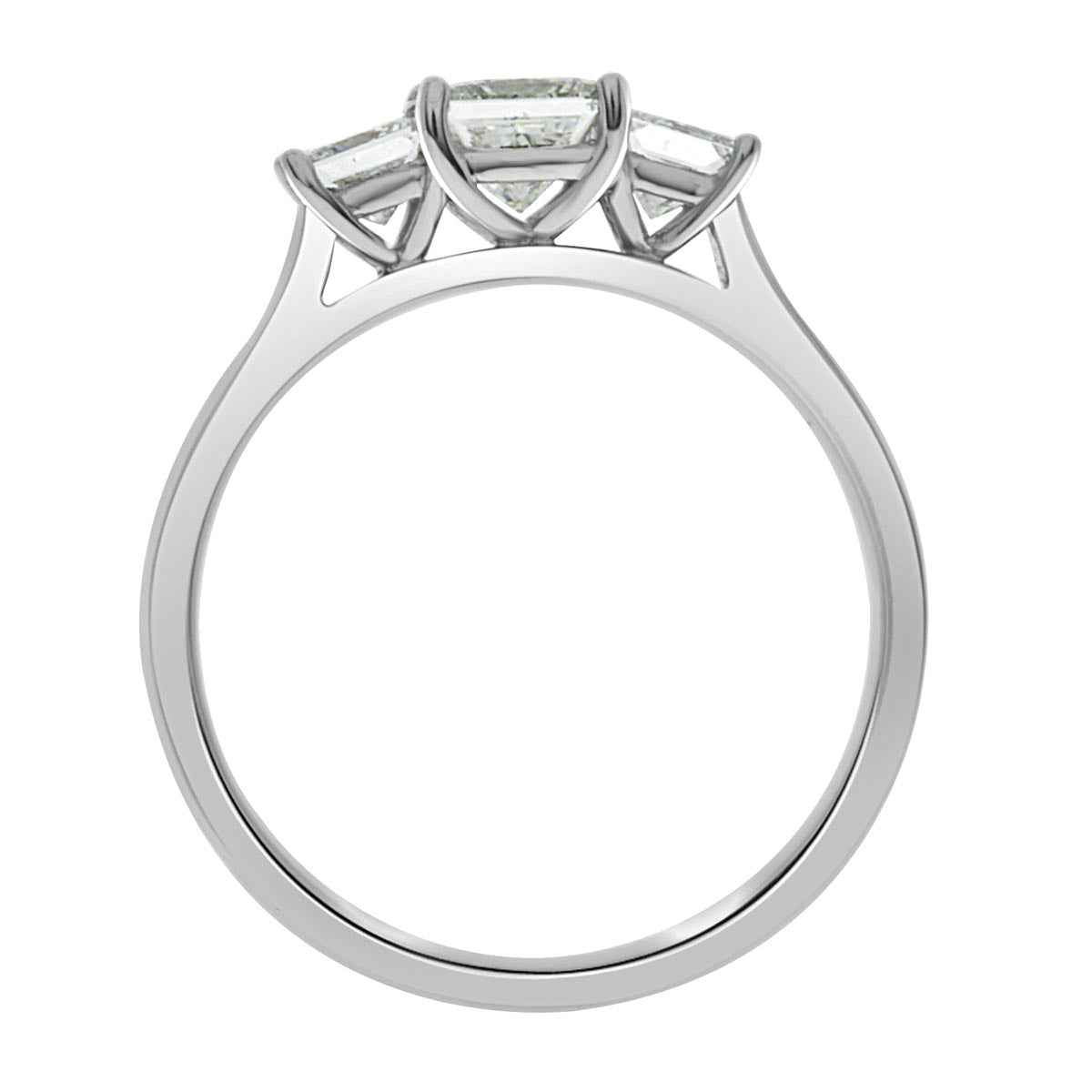 Three Stone Princess Cut and Round Diamond Engagement Ring with Platinum Set Band - 'Abigail'