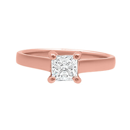 Princess cut engagement ring in rose gold