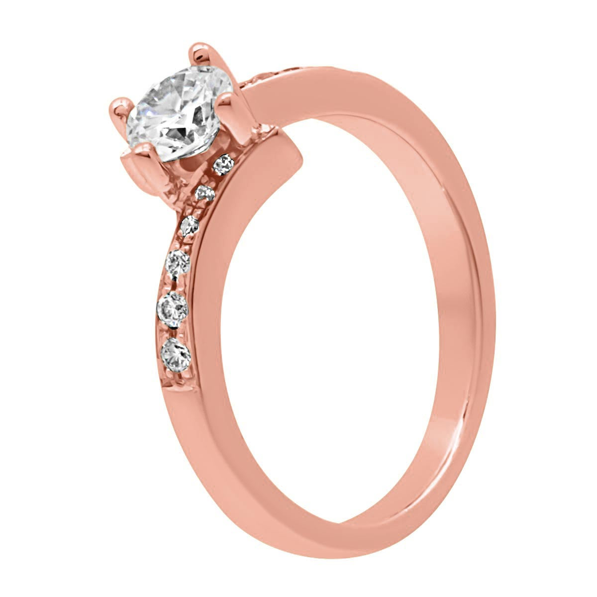 Quirky Diamond Engagement Ring in rose gold at an angle