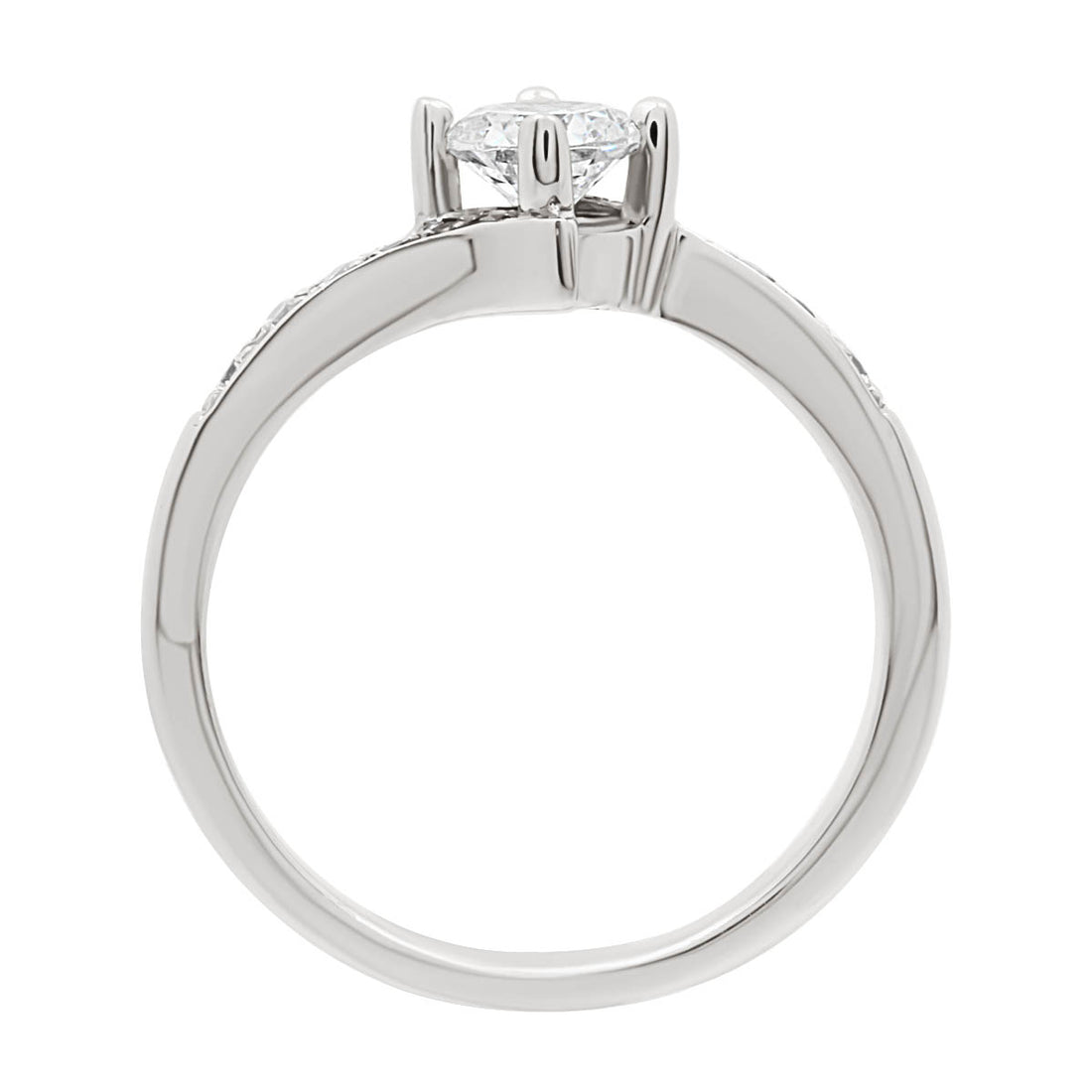 Quirky Diamond Engagement Ring in white gold in an upstanding position