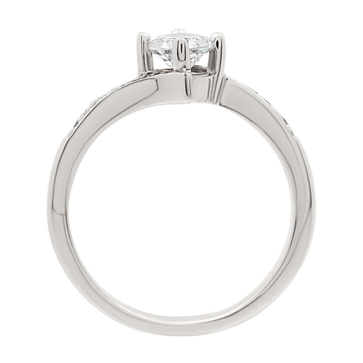 Quirky Diamond Engagement Ring in white gold in an upstanding position