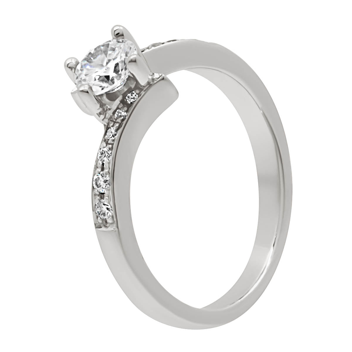 Quirky Diamond Engagement Ring in platinum at an upright angled position
