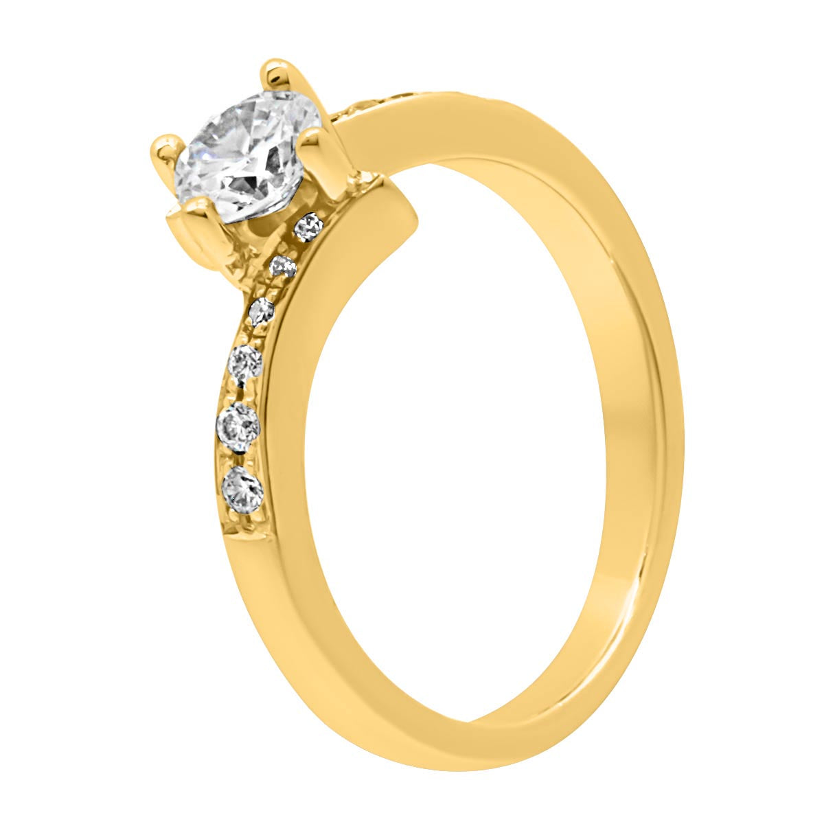 Quirky Diamond Engagement Ring in yellow gold and at an angle