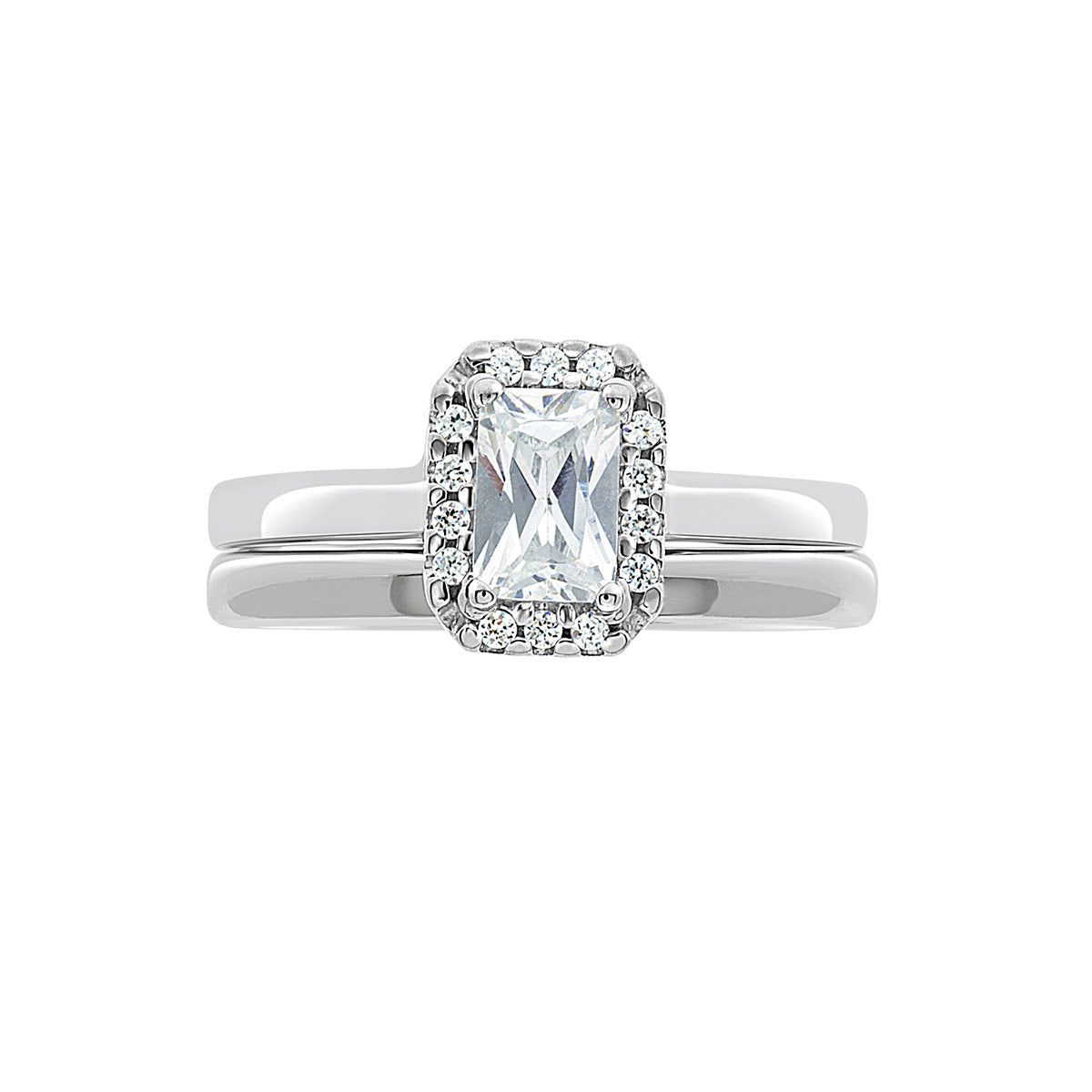 Radiant Cut Halo Diamond Engagement Ring with Platinum Set Band - 'Jacqueline'