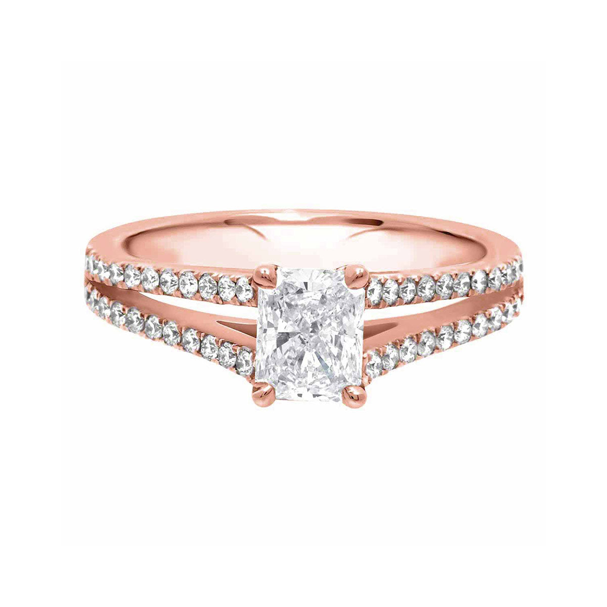 Radiant Cut Engagement ring in Rose Gold
