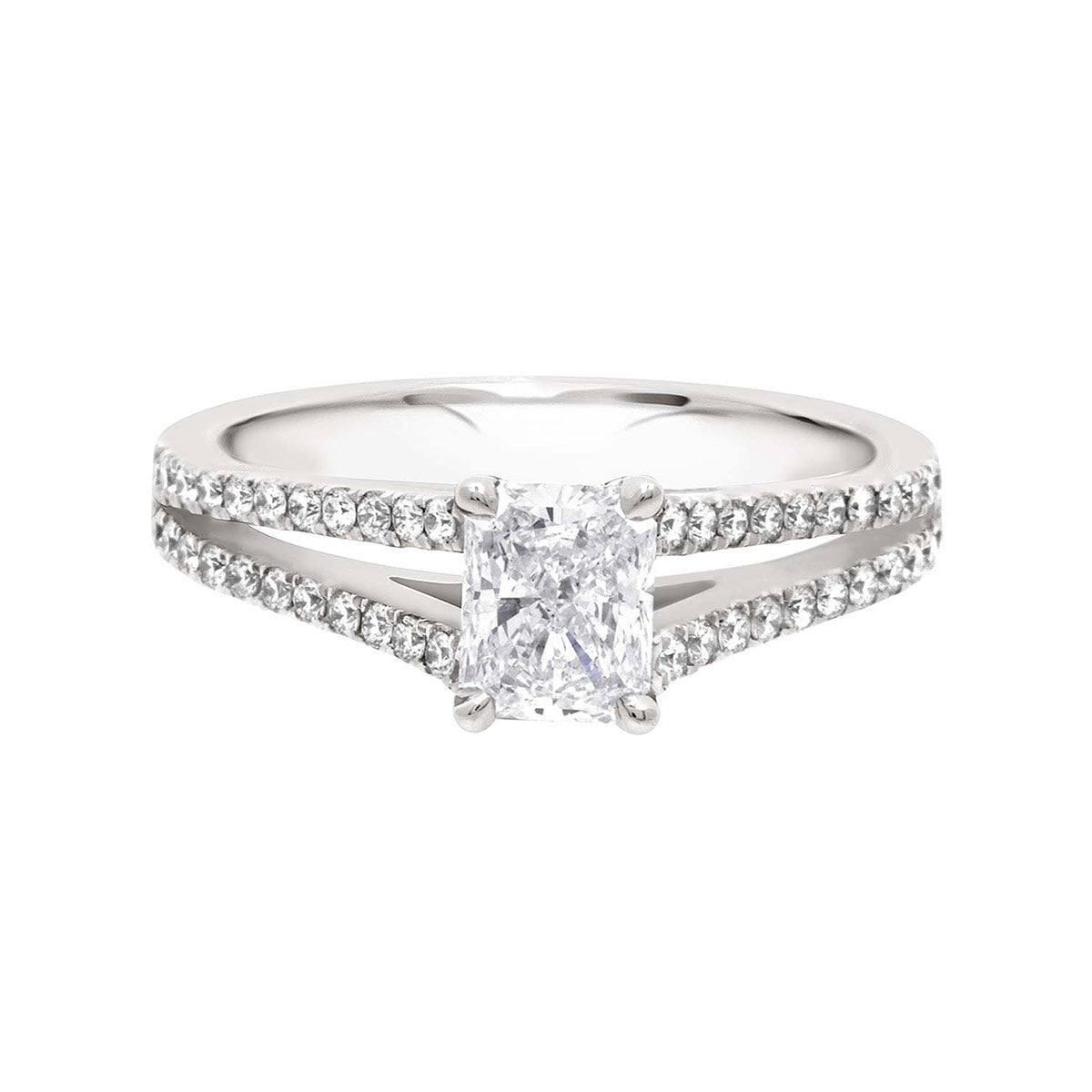 Radiant Cut Engagement ring in White Gold