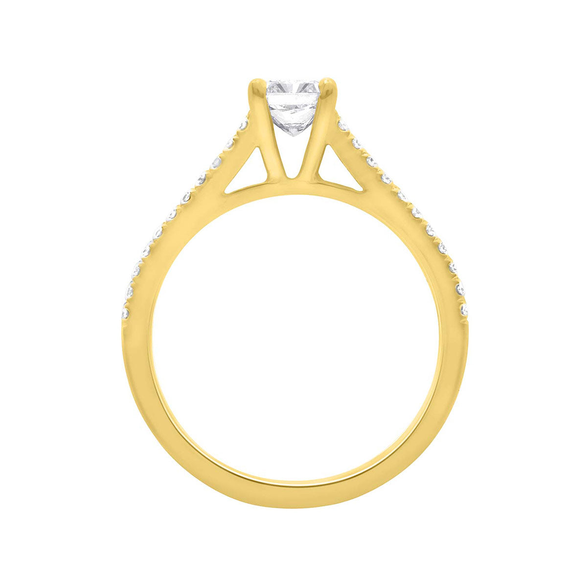 Radiant Cut Diamond Engagement Ring with Yellow Gold Scallop Set Split Band - 'Violet'