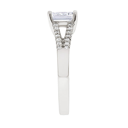 Radiant Cut Diamond Ring in white gold end view