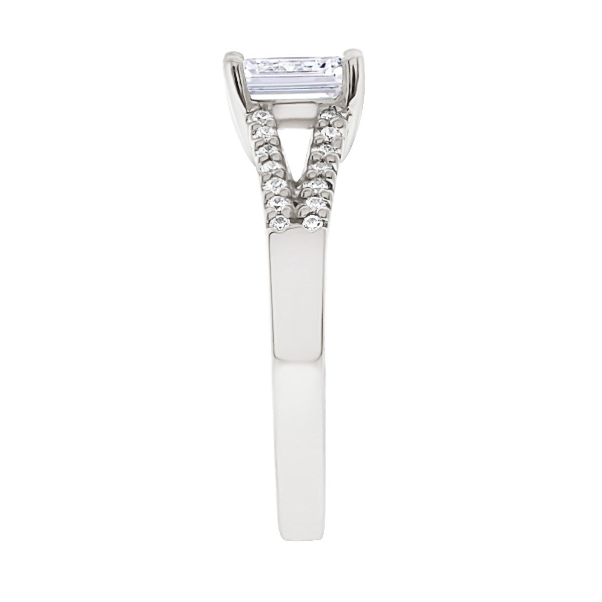 Radiant Cut Diamond Ring in white gold end view