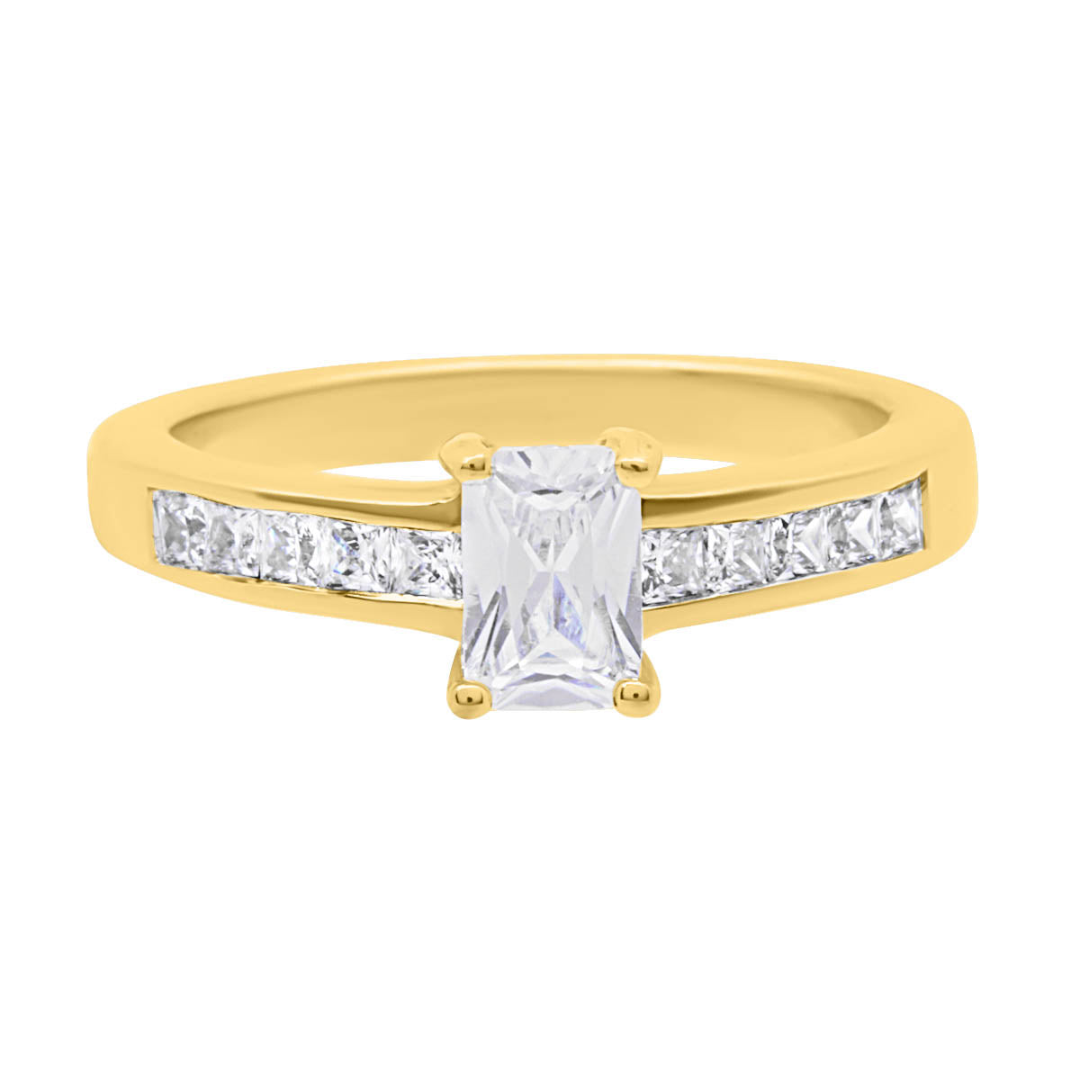 Radiant Cut Engagement Ring in yellow gold