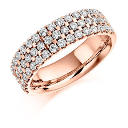 Right Hand Eternity Ring With Scallop Set Diamonds in rose gold