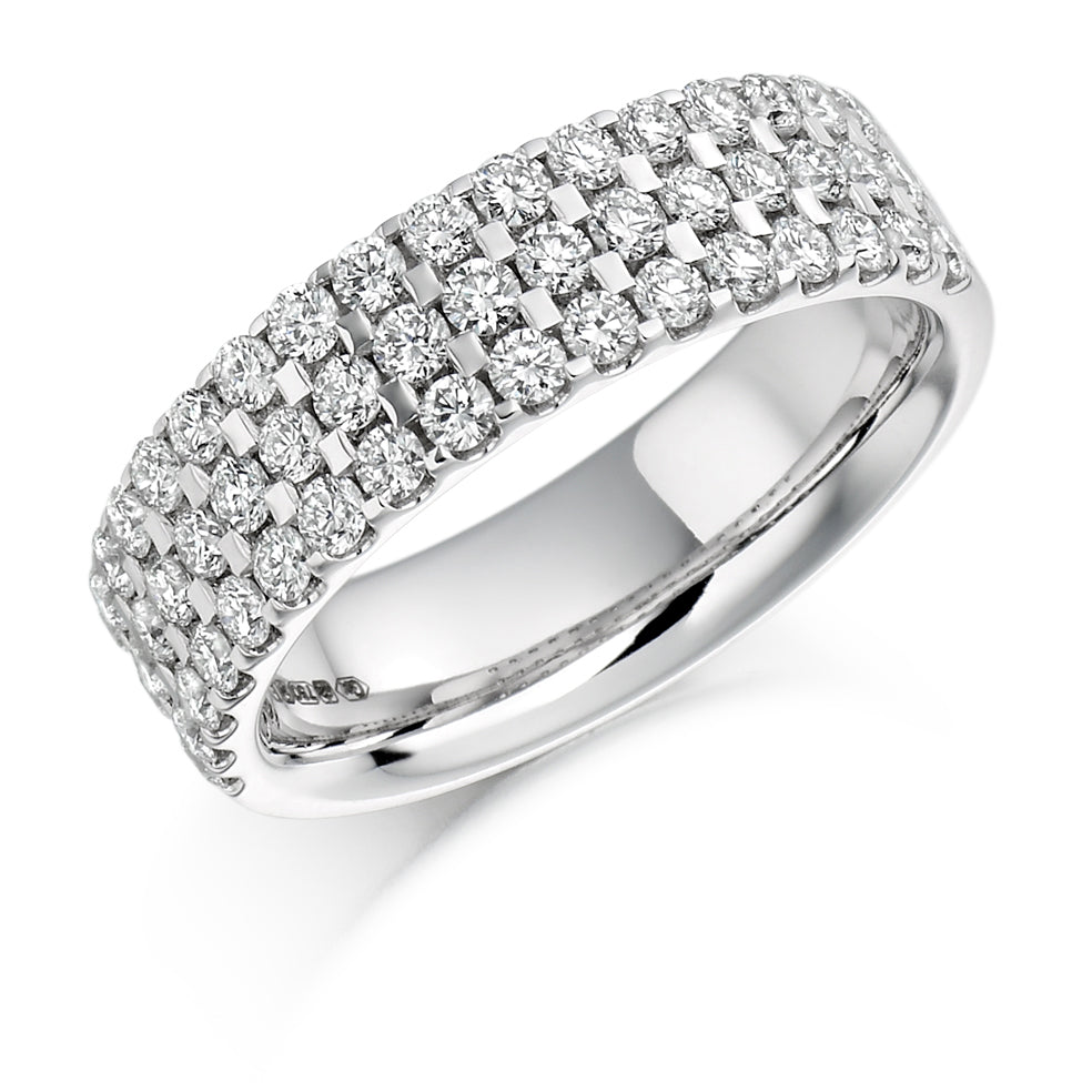 Right Hand Eternity Ring With Scallop Set Diamonds in white gold