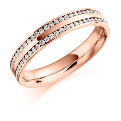 Right Hand Ring With Channel Set Diamonds In Rose Gold
