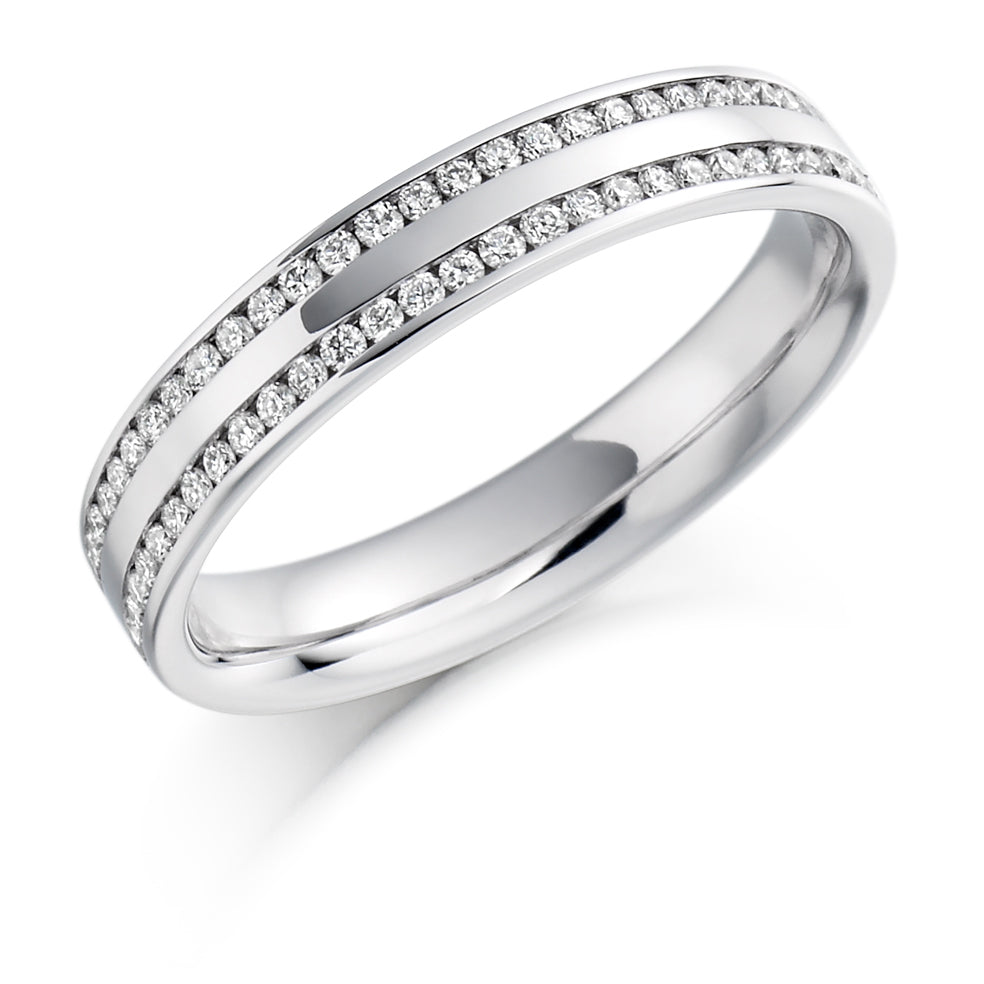 Right Hand Ring With Channel Set Diamonds In White Gold
