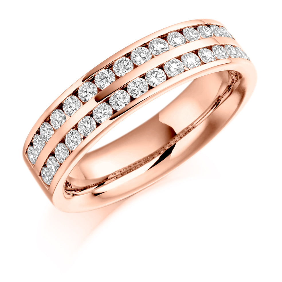 Right Hand Ring With Channel Set Round Diamonds IN Rose Gold