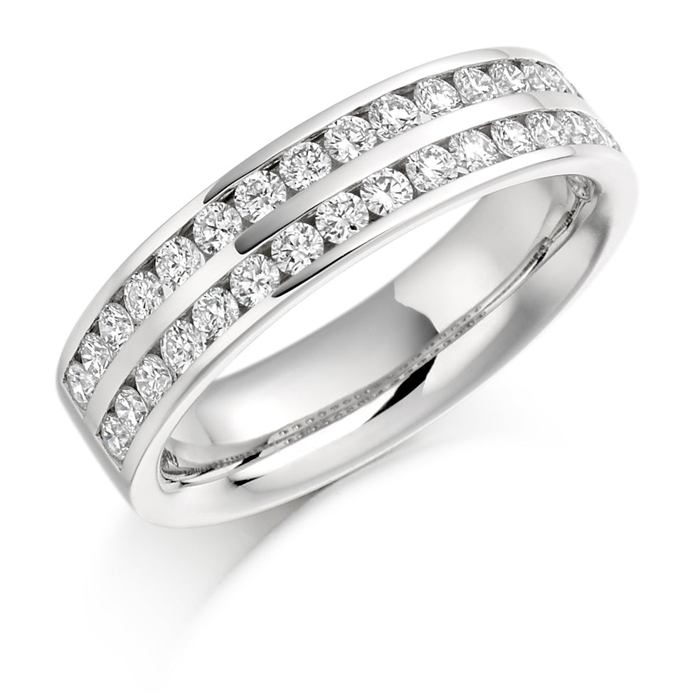 Right Hand Ring With Channel Set Round Diamonds IN White Gold
