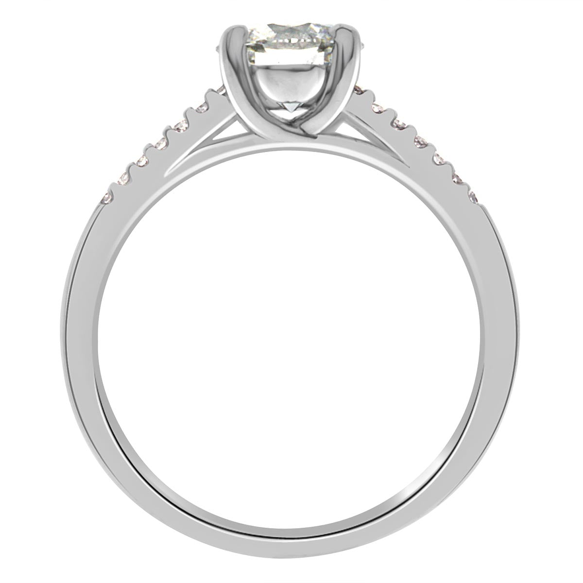 Round Cut Halo Diamond Engagement Ring with Platinum Split Band - 'Olivia'