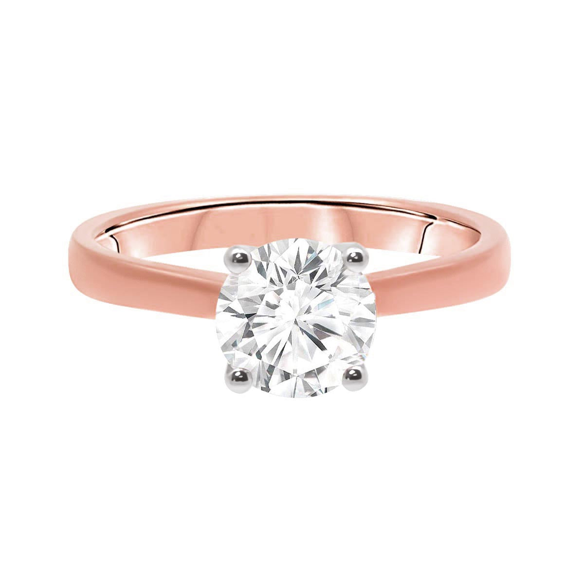 Round Solitaire With Criss Cross Shank in rose gold