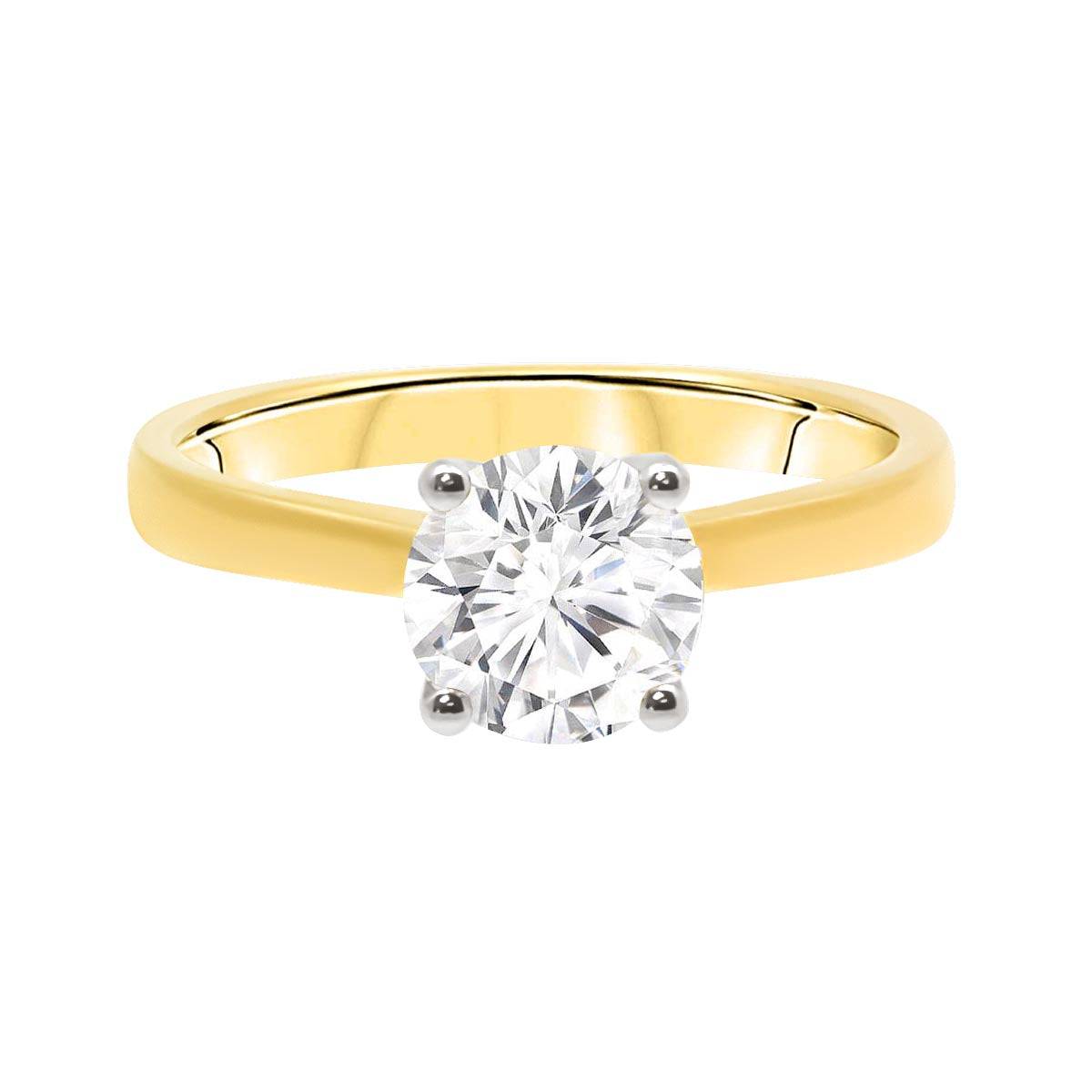 Round Solitaire With Criss Cross Shank in yellow gold