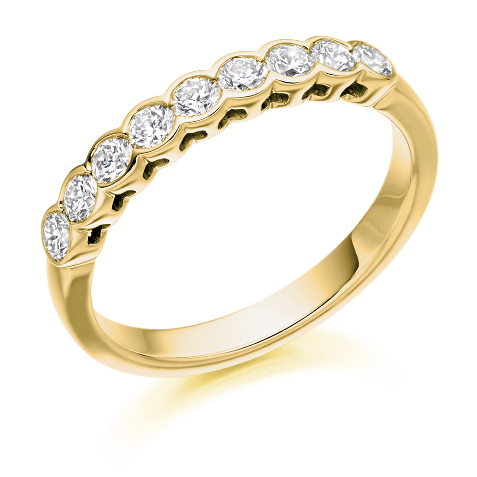 Rubover Set Eternity Ring 0.5 ct in yellow gold