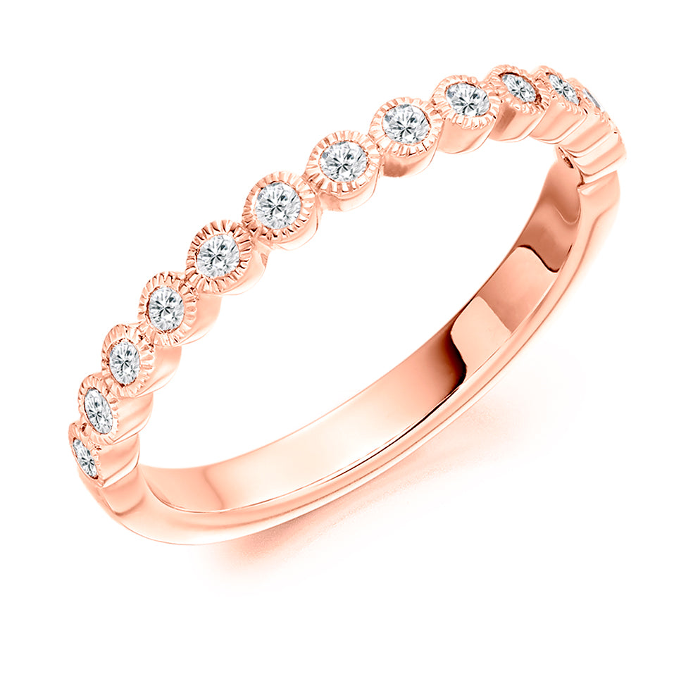 Rubover Style Eternity Ring With A Milgrain Edge 0.25 ct in rose gold