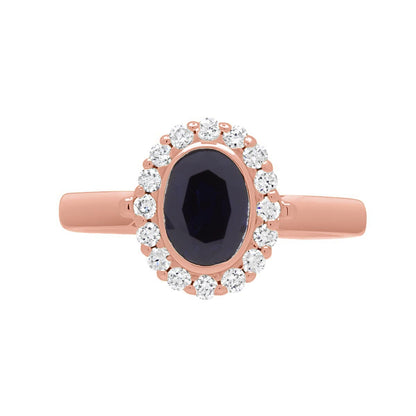 Sapphire Bezel Engagement Ring in rose gold