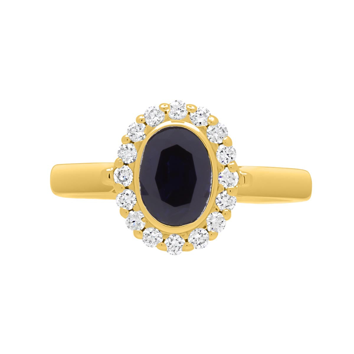 Sapphire Bezel Engagement Ring in yellow gold