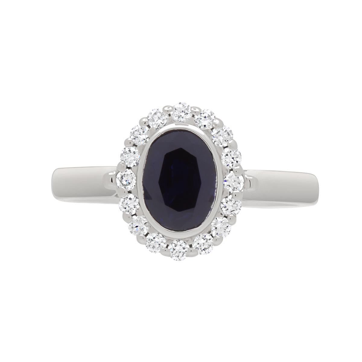 Sapphire Bezel Engagement Ring in white gold