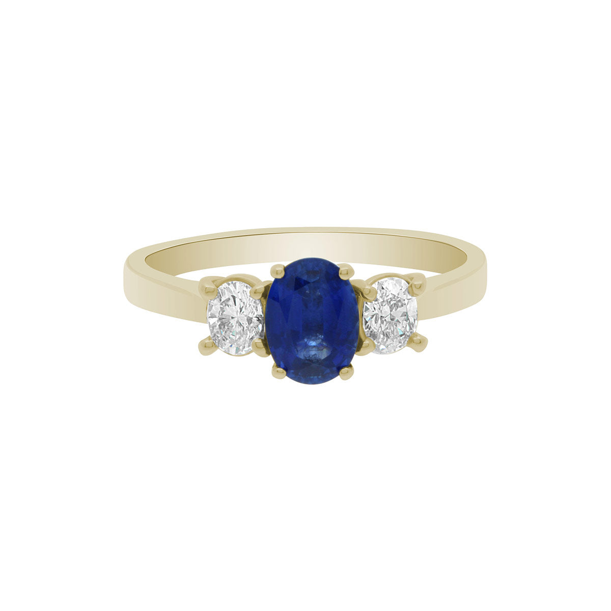 Sapphire & Diamond Trilogy Ring made for yellow gold