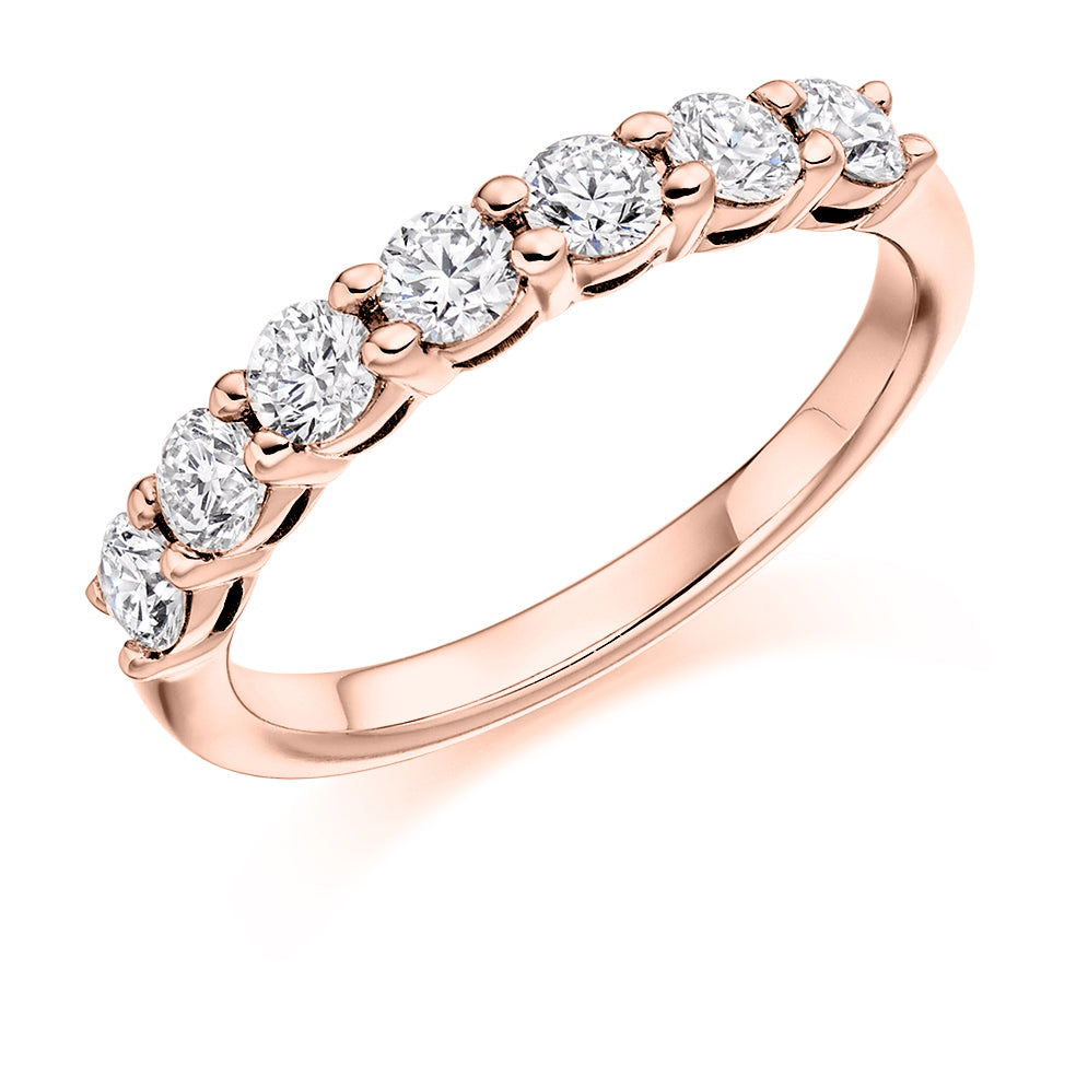 Shared Claw Round Diamond Eternity Ring In Rose Gold