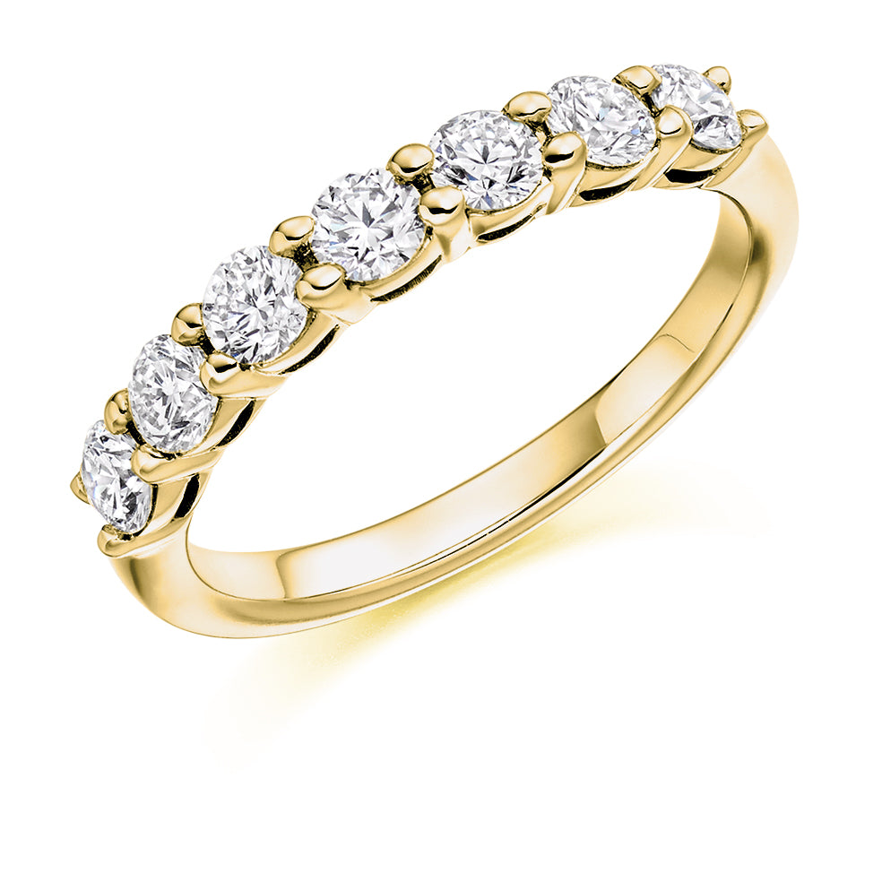 Shared Claw Round Diamond Eternity Ring In Yellow gold