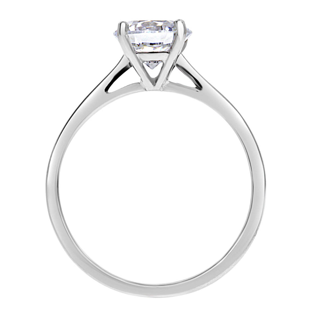 Solitaire Engagement Ring in platinum pictured standing upright