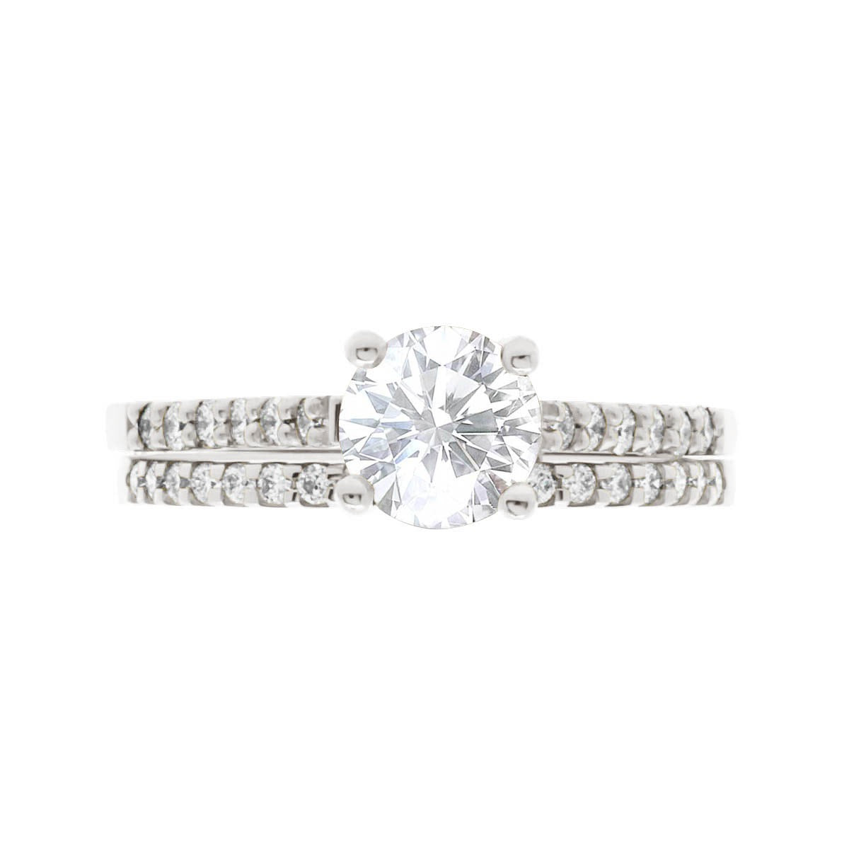 Round Cut with Diamond Shoulders Solitaire Engagement Ring with Platinum Band - 'Katy'