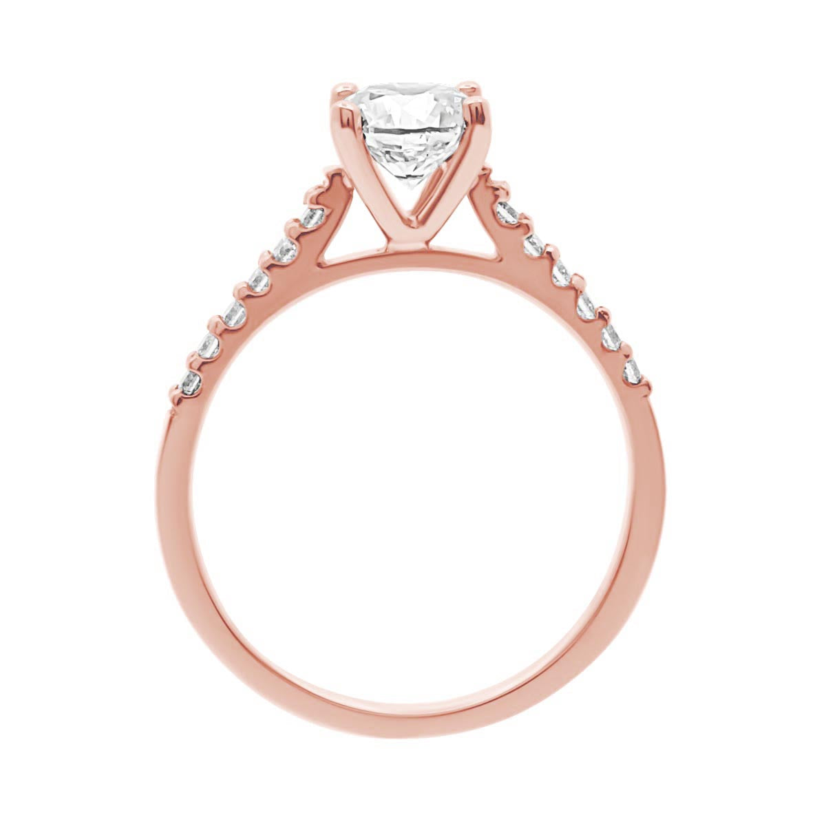 Round Cut with Diamond Shoulders Solitaire Engagement Ring with Rose Gold Band - 'Katy'