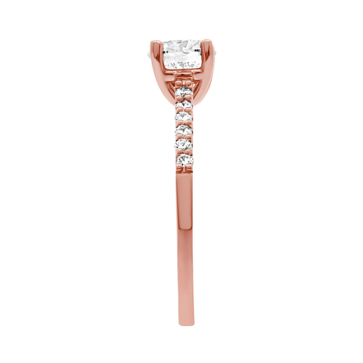 Round Cut with Diamond Shoulders Solitaire Engagement Ring with Rose Gold Band - 'Katy'