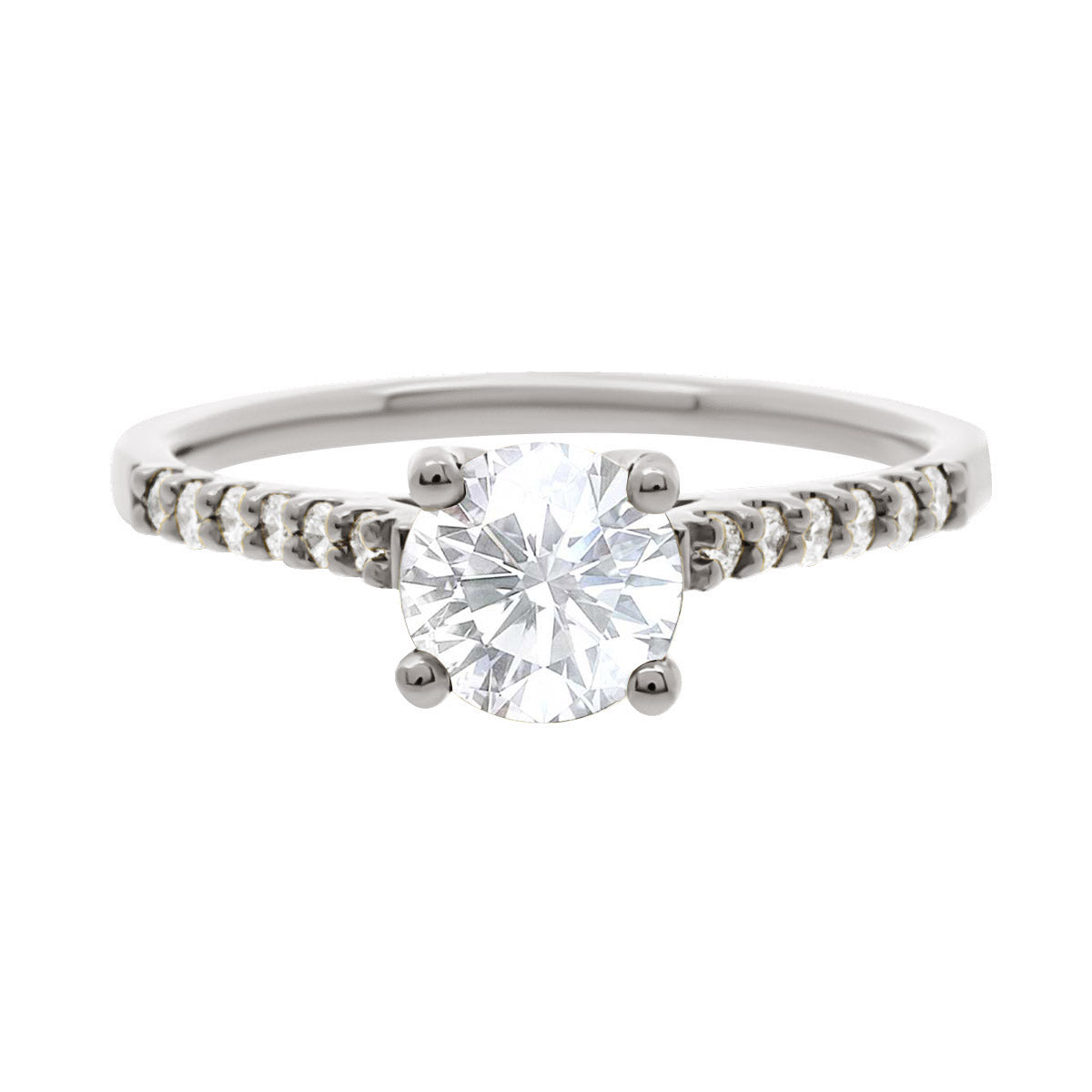 Solitaire With Diamond Shoulders ENGAGEMENT RING IN WHITE GOLD