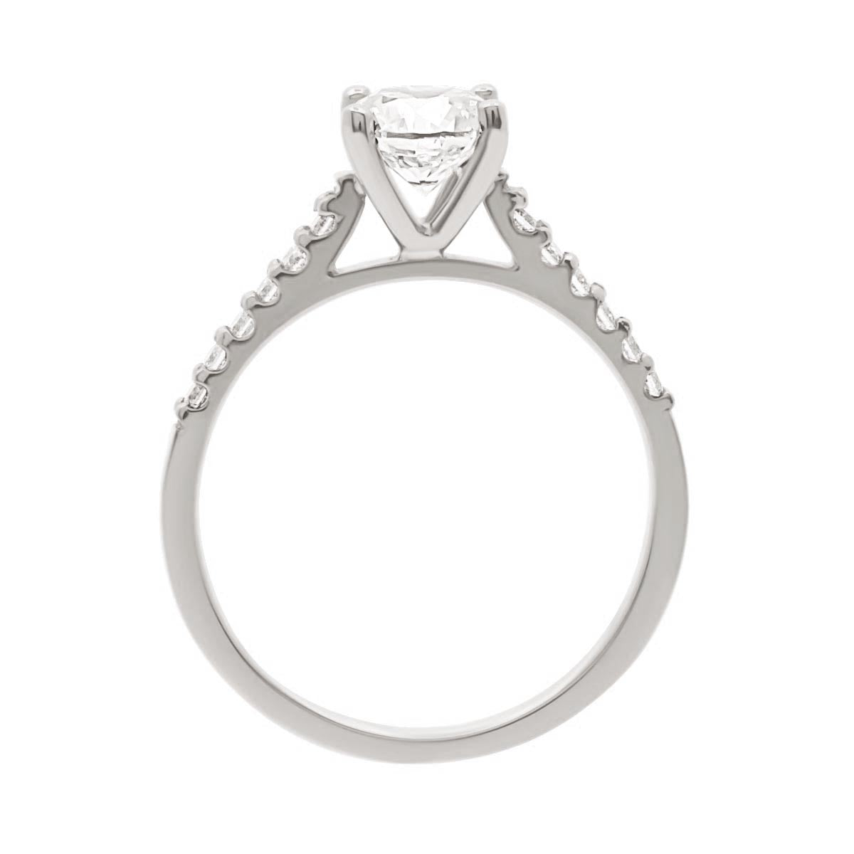 Round Cut with Diamond Shoulders Solitaire Engagement Ring with White Gold Band - 'Katy'