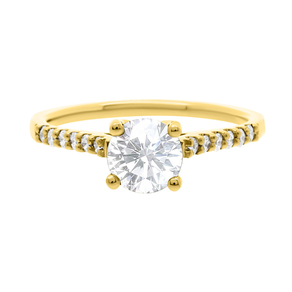 Solitaire With Diamond Shoulders ENGAGEMENT RING IN YELLOW GOLD